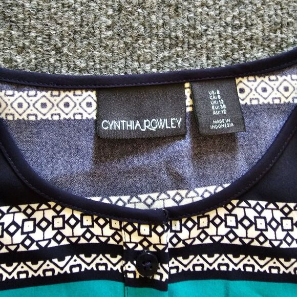 Cynthia Rowley Dress Womens 8 Blue Striped Sleeveless Sheath 1/2 Button Casual - Picture 3 of 8